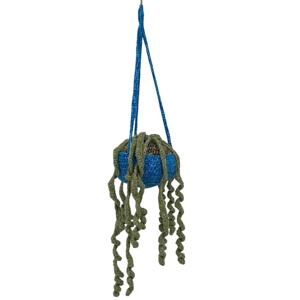 Handmade Crochet Hanging Plant with Faux‎ Succulent Boho Green Decor